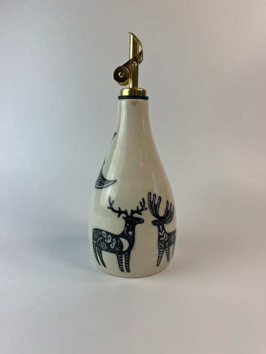 Forest Scene Oil Bottle with Gold Weighted Oil Spout
