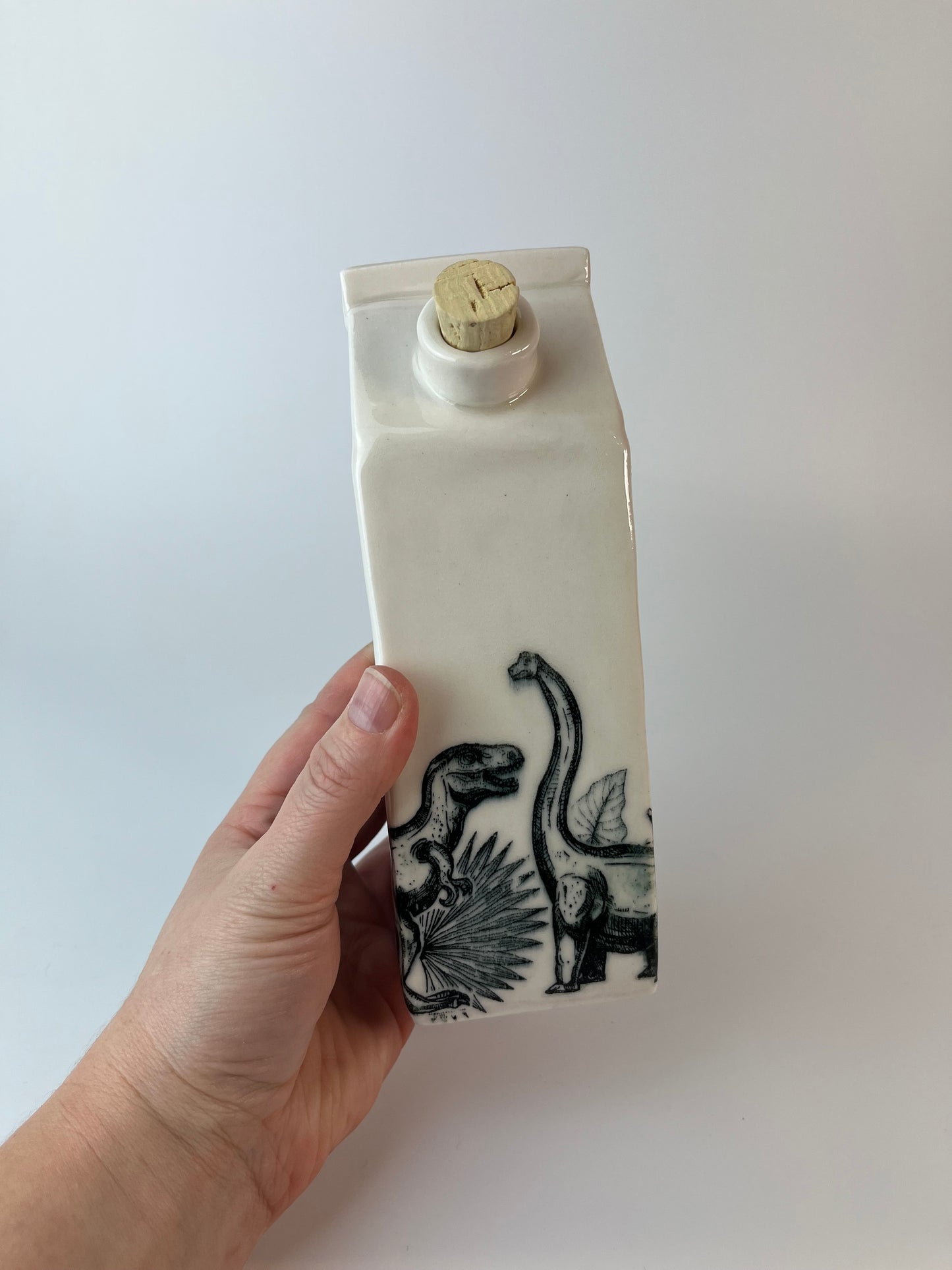 Dinosaur Milk - Porcelain Milk Carton