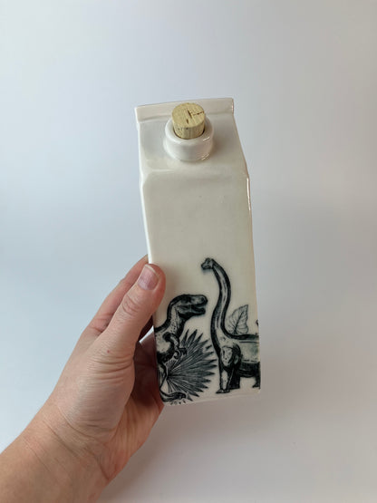 Dinosaur Milk - Porcelain Milk Carton